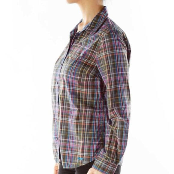 Talbots Gray Purple Plaid Shirt - Picture 2 of 3